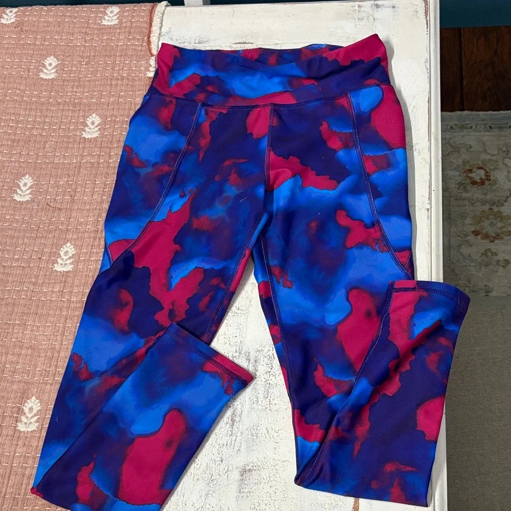 Old Navy Girls Active Blue‎ and Pink High-Rise Leggings Active Powersoft Size XL